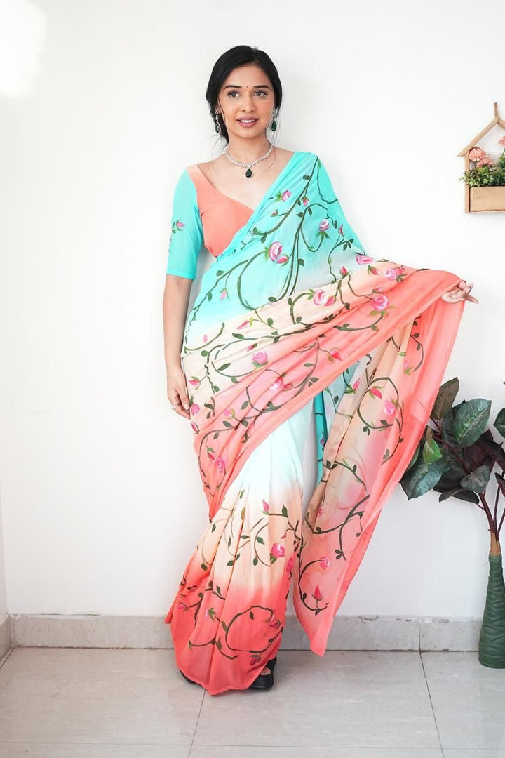 Premium Georgette With Beautiful Digital Print ( Ready To Wear )