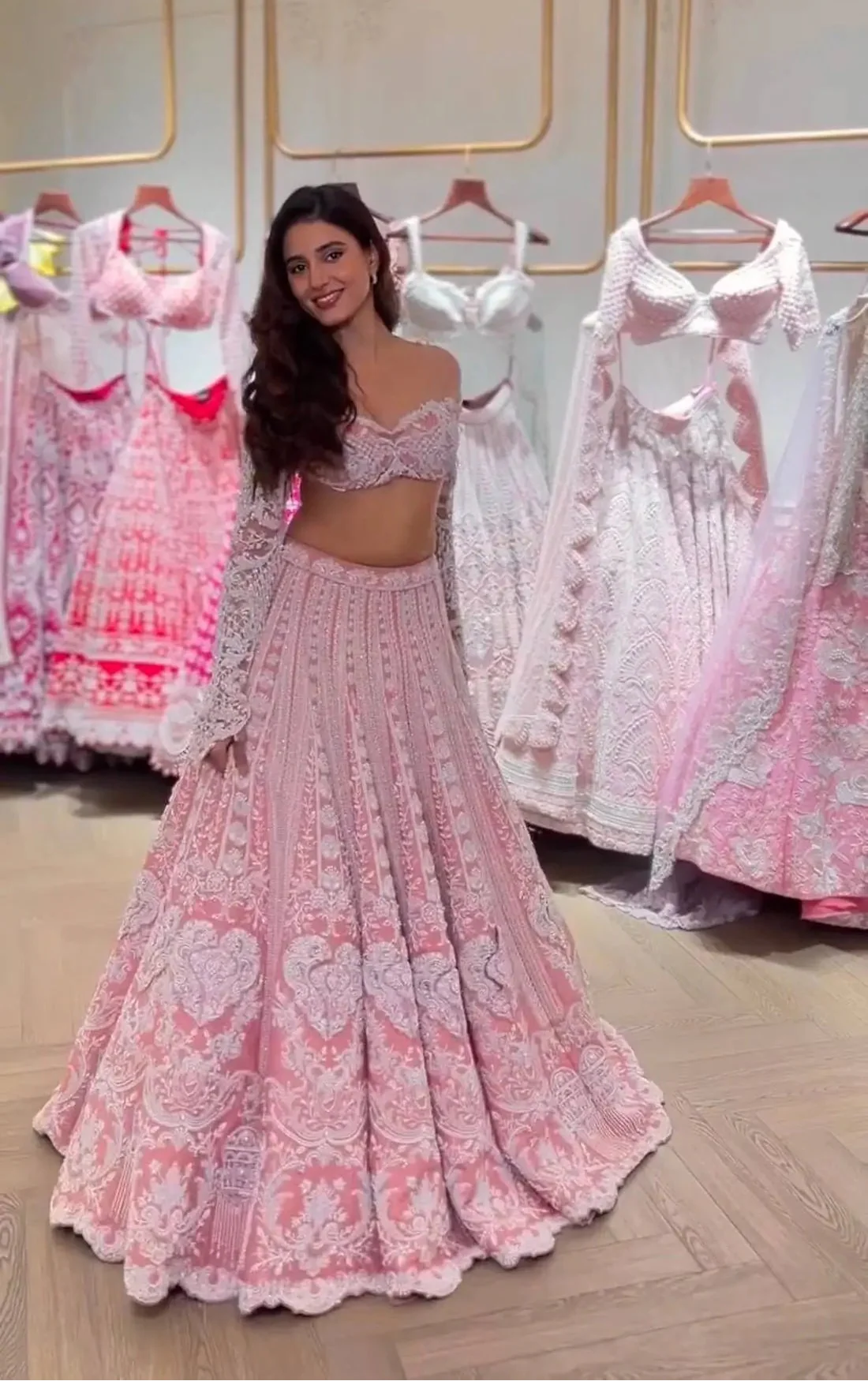 Pastel Pink Embroidery Work Lehenga Choli