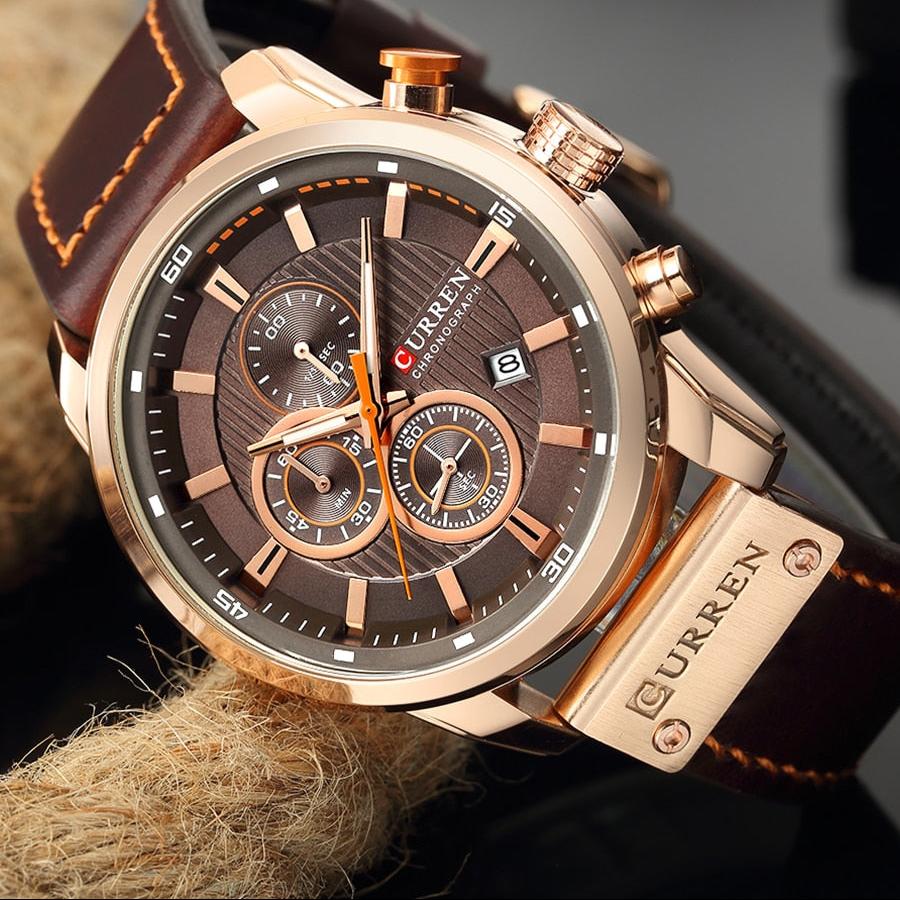 Strakke Quartz Horloge met Leren Band  - By Qivii