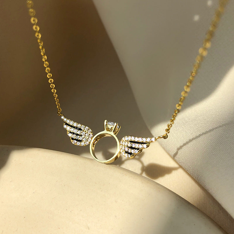 Angel Wings Ring Necklace by Qivii