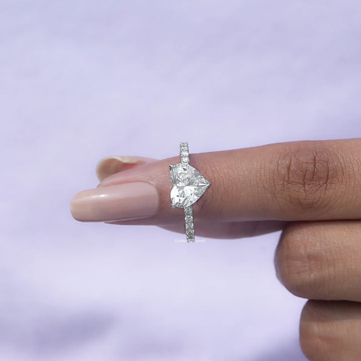 Heart Shaped Solitaire Accent Diamond Ring