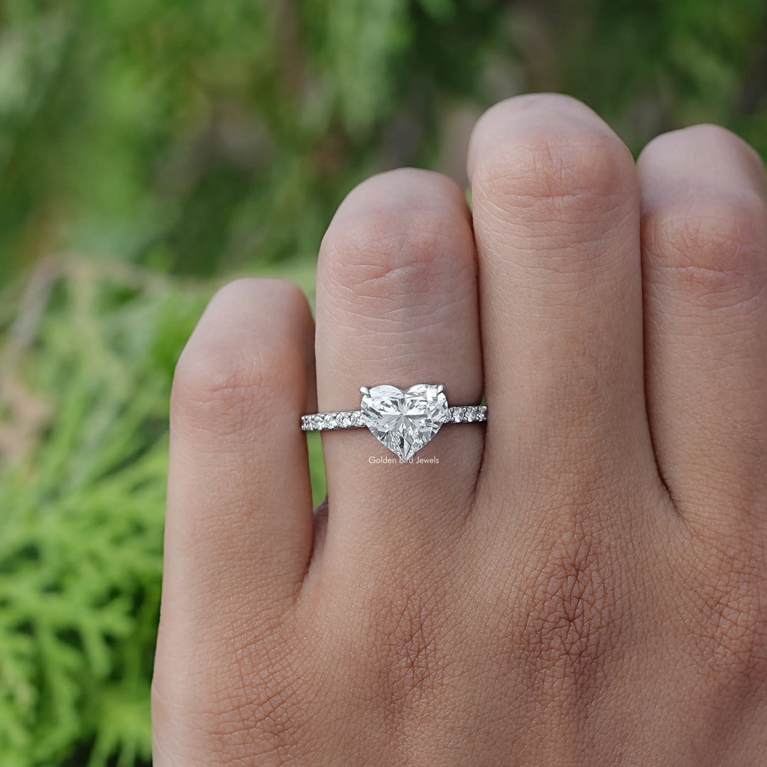 Heart Shaped Solitaire Accent Diamond Ring