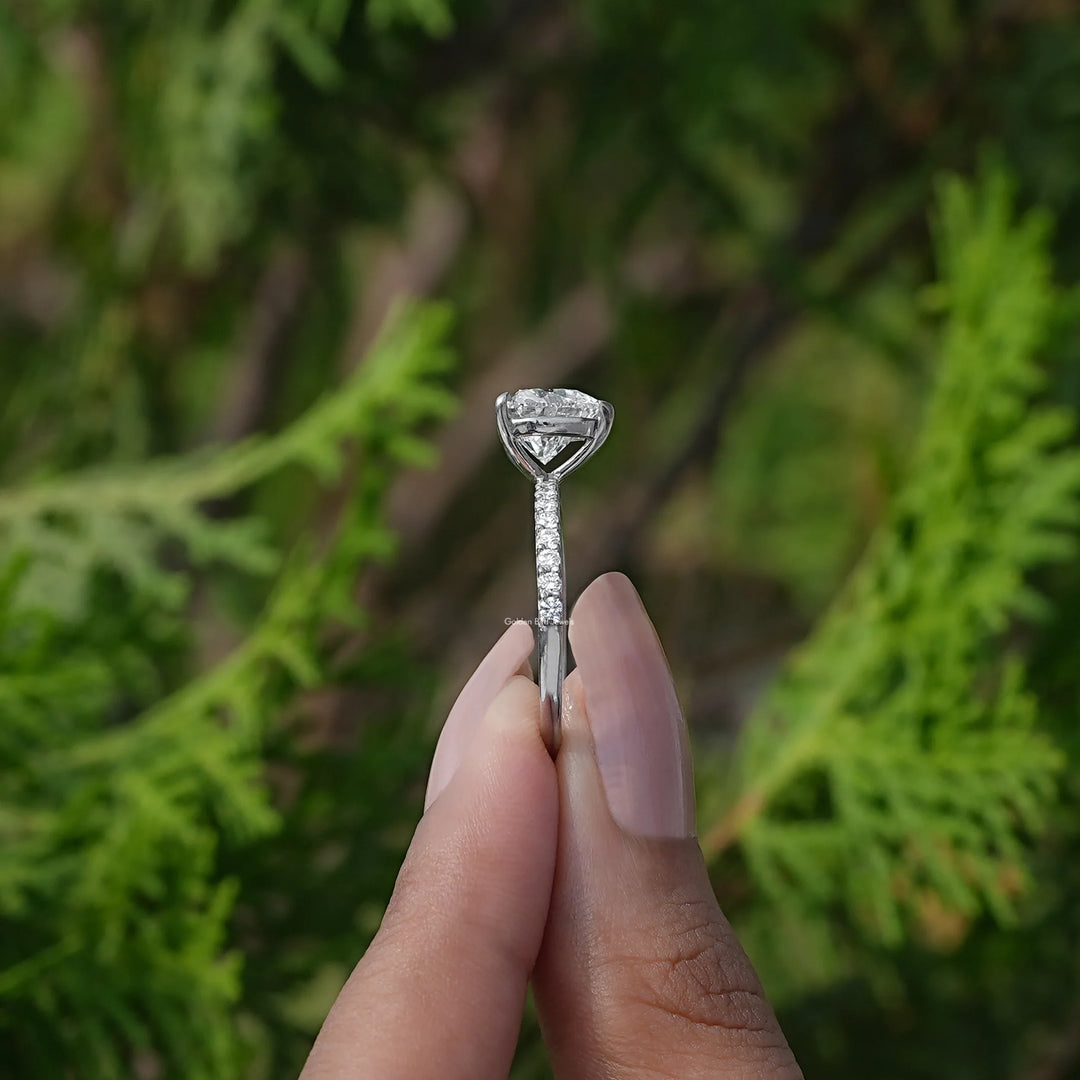 Heart Shaped Solitaire Accent Diamond Ring