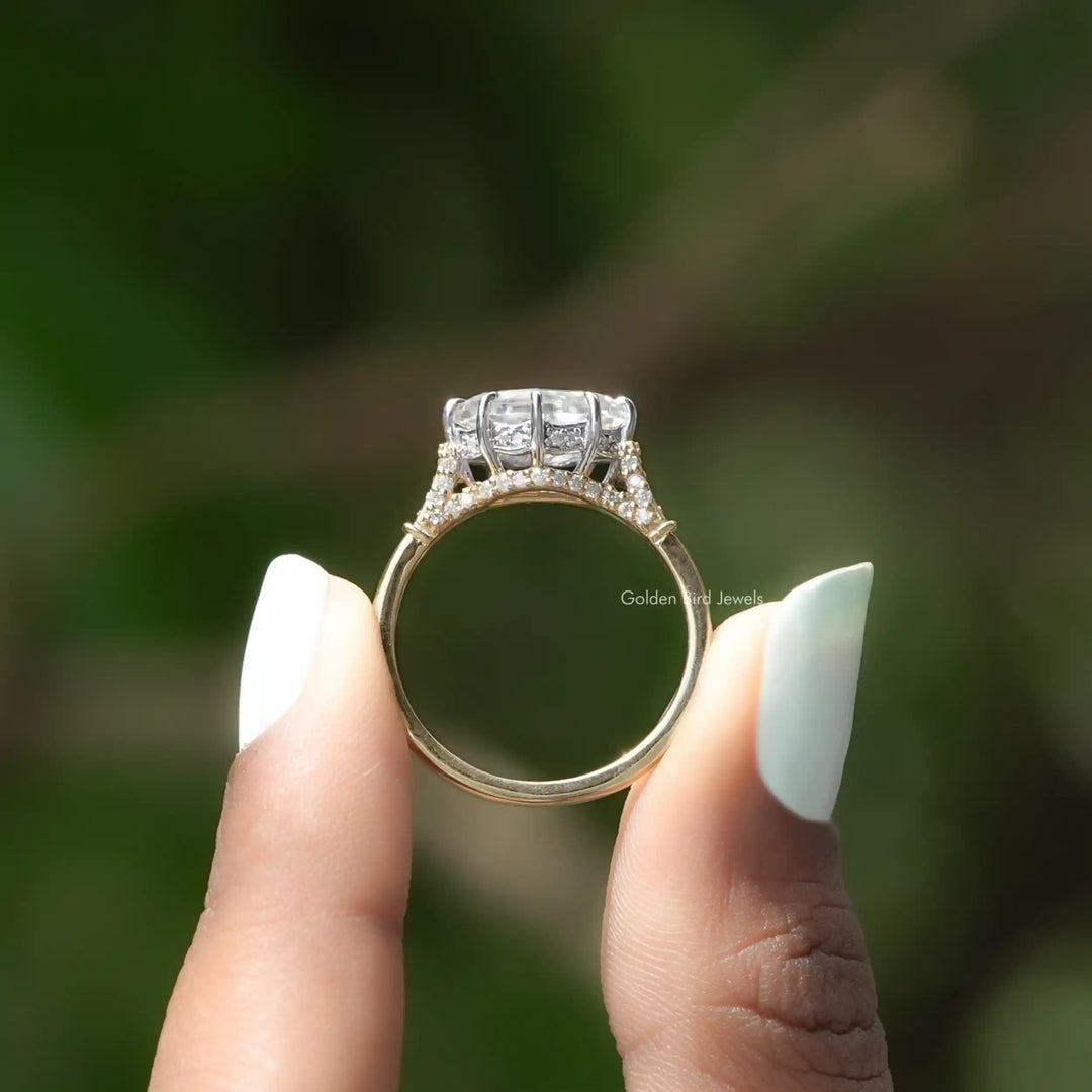 Step Cut Marquise Hidden Halo Moissanite Ring