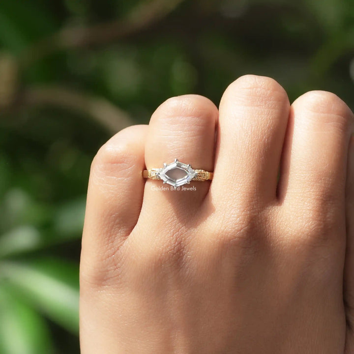 Step Cut Marquise Hidden Halo Moissanite Ring