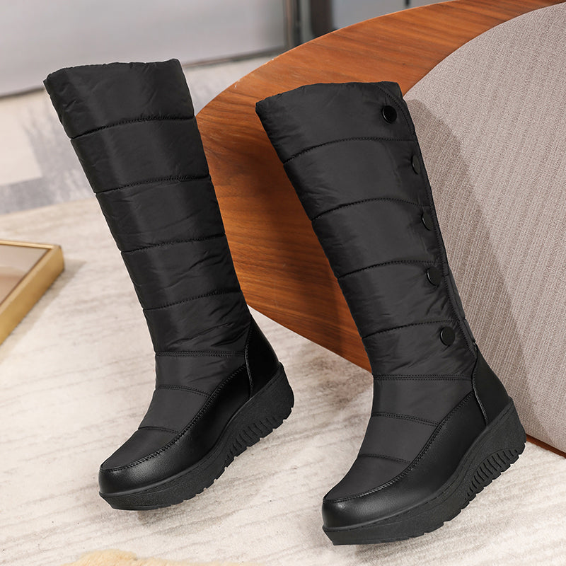 Women's Mercer Knee-High Quilted Winter Boots - Waterproof, Plush Faux Fur Lining & Snap-Button Closure (US 4-11)