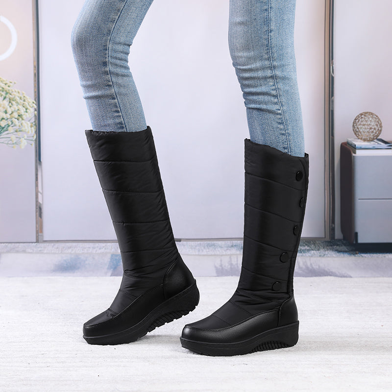Women's Mercer Knee-High Quilted Winter Boots - Waterproof, Plush Faux Fur Lining & Snap-Button Closure (US 4-11)