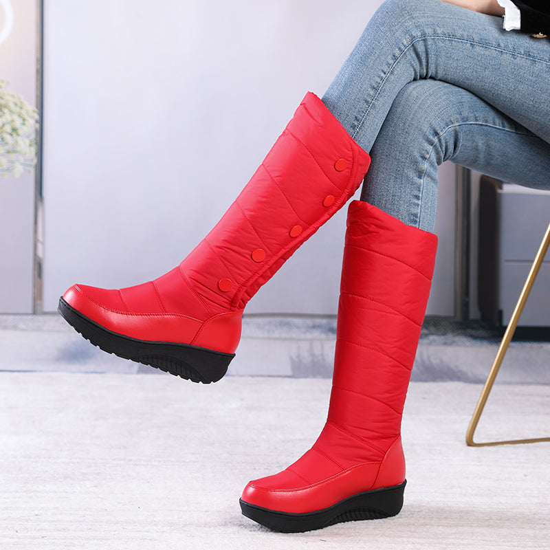 Women's Mercer Knee-High Quilted Winter Boots - Waterproof, Plush Faux Fur Lining & Snap-Button Closure (US 4-11)