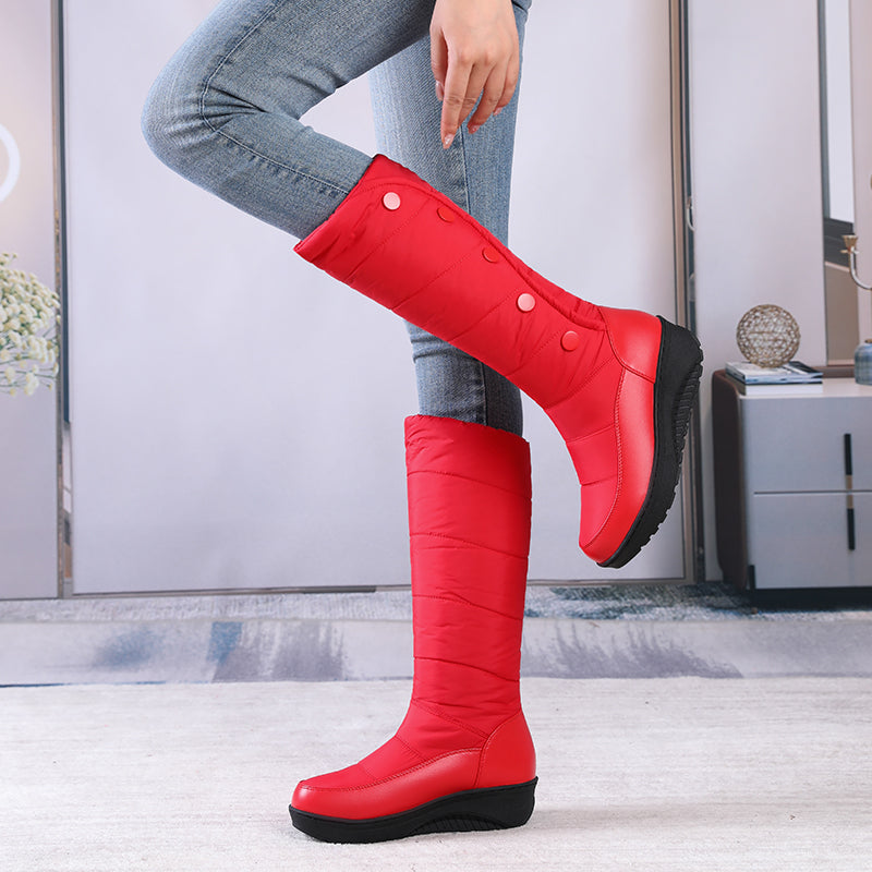 Women's Mercer Knee-High Quilted Winter Boots - Waterproof, Plush Faux Fur Lining & Snap-Button Closure (US 4-11)