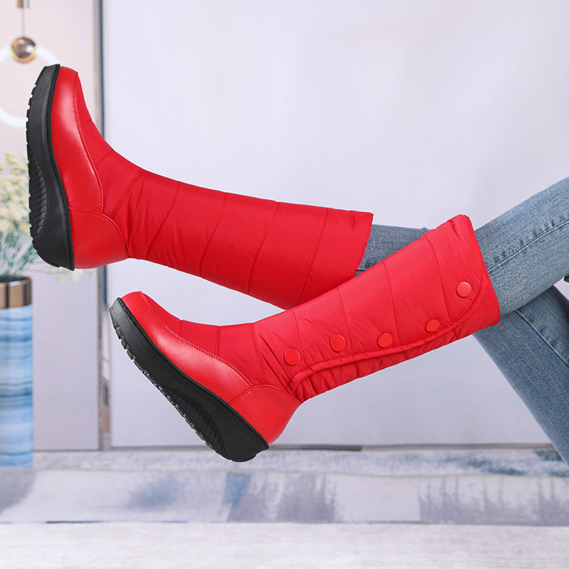 Women's Mercer Knee-High Quilted Winter Boots - Waterproof, Plush Faux Fur Lining & Snap-Button Closure (US 4-11)