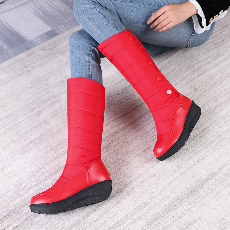 Women's Mercer Knee-High Quilted Winter Boots - Waterproof, Plush Faux Fur Lining & Snap-Button Closure (US 4-11)