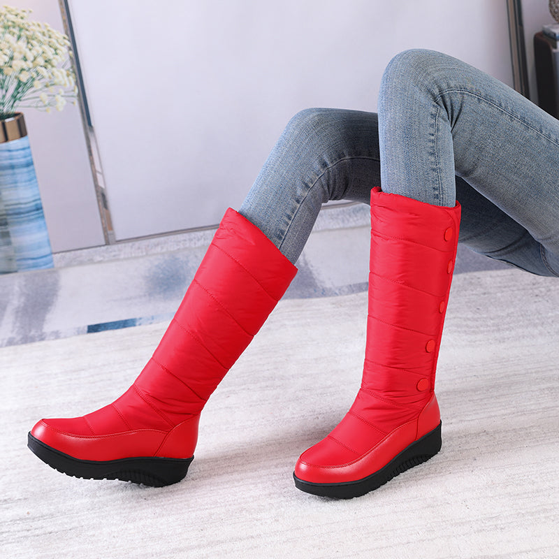 Women's Mercer Knee-High Quilted Winter Boots - Waterproof, Plush Faux Fur Lining & Snap-Button Closure (US 4-11)