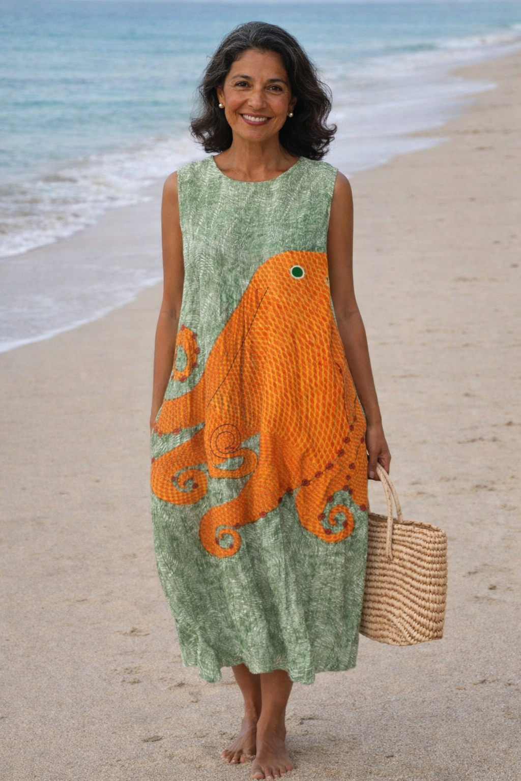 Teresa | Midi-jurk in oceaanstijl  - By Qivii