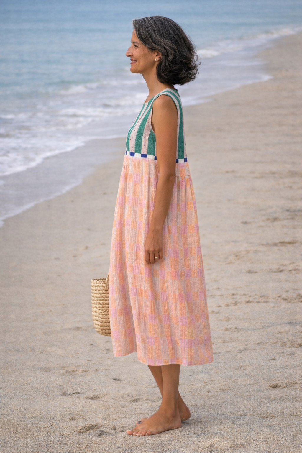 Lilia | Midi-jurk met pastelstrepen  - By Qivii