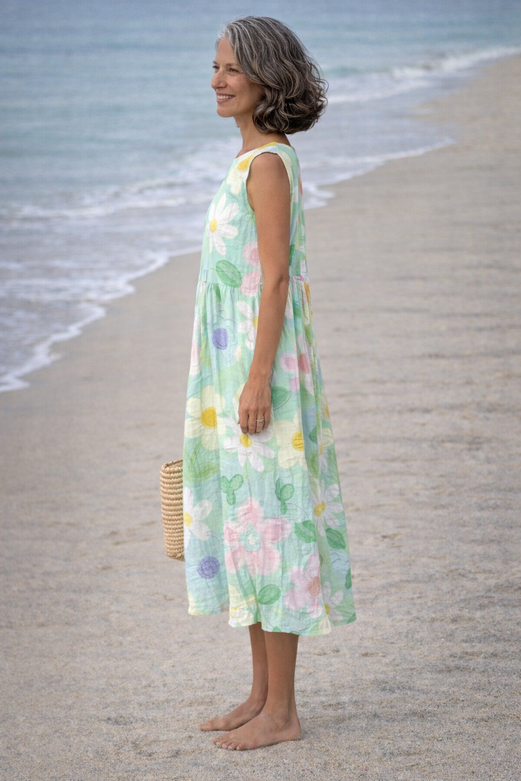 Irene | Midi-jurk met pastelbloemen  - By Qivii