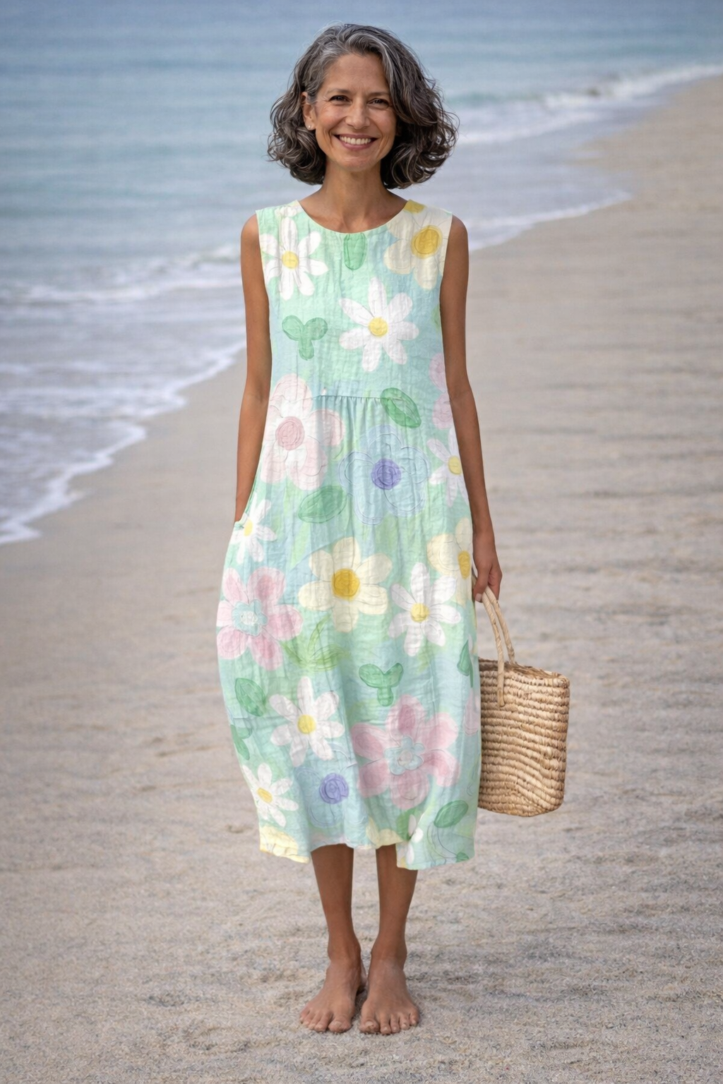 Irene | Midi-jurk met pastelbloemen  - By Qivii