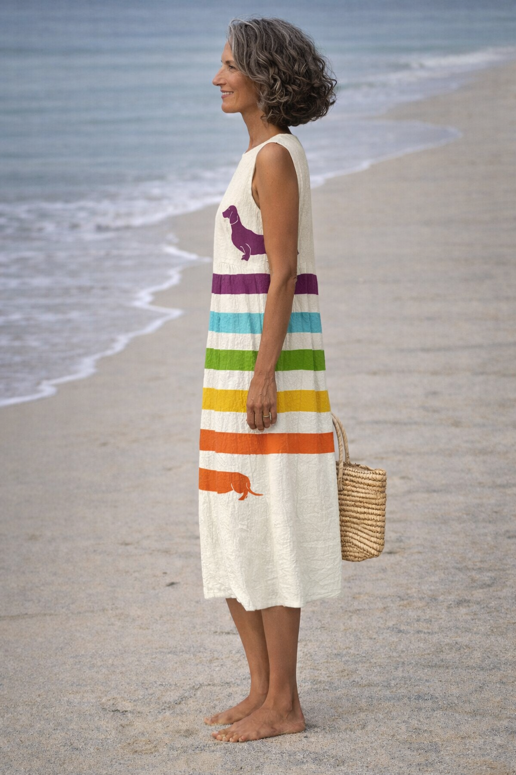 Andrea | Midi-jurk met teckelprint  - By Qivii