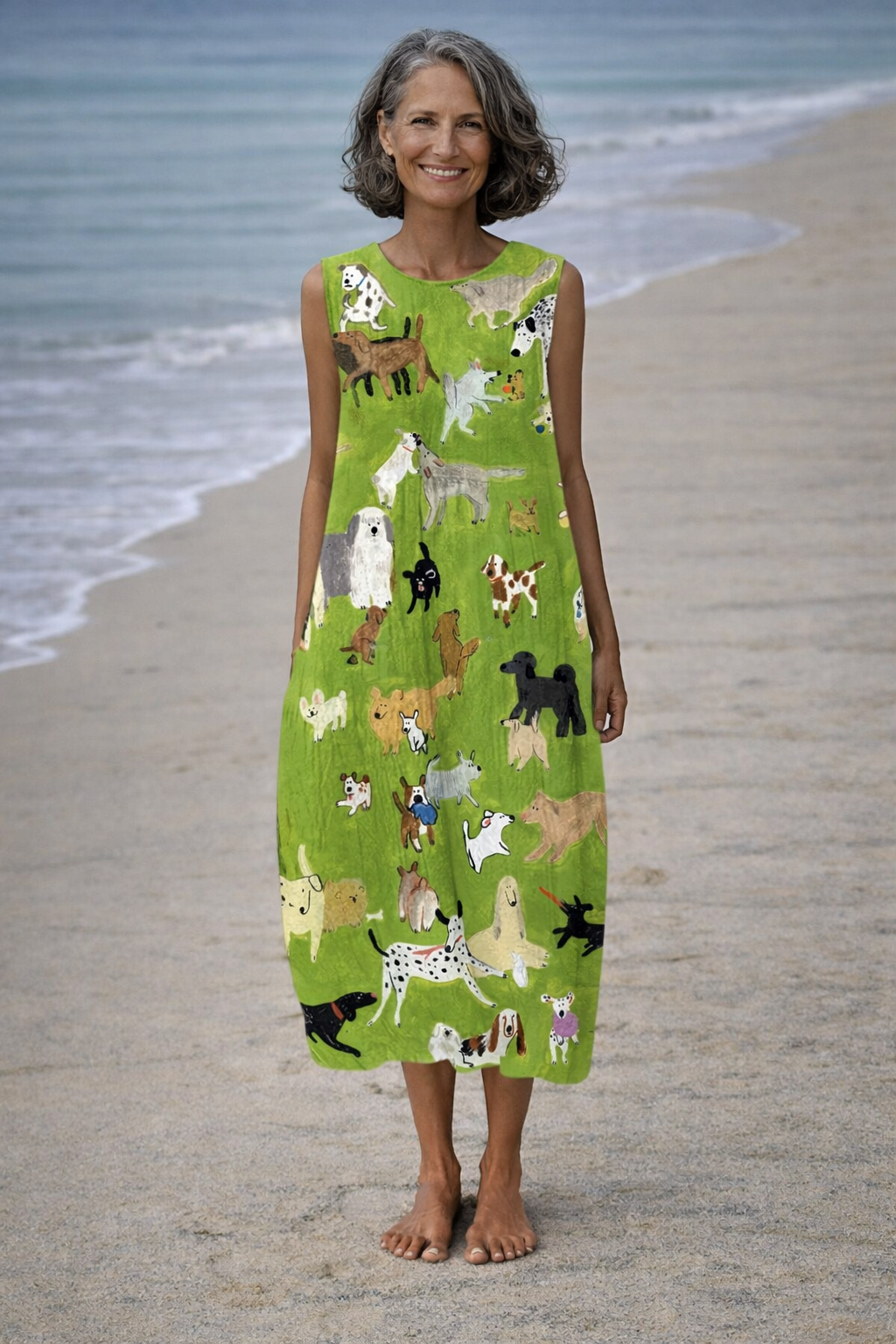 Isabella | Midi-jurk met hondenprint  - By Qivii