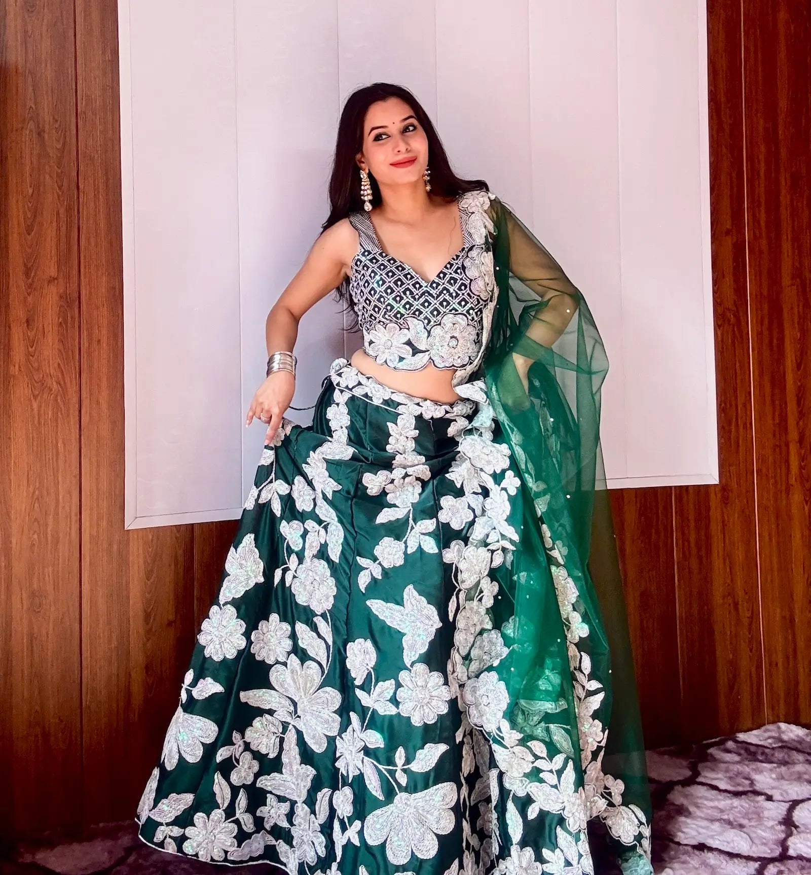 Green Kasturi Silk Lehenga Choli With Sequence & Dori Work | Ready To Wear - qivii