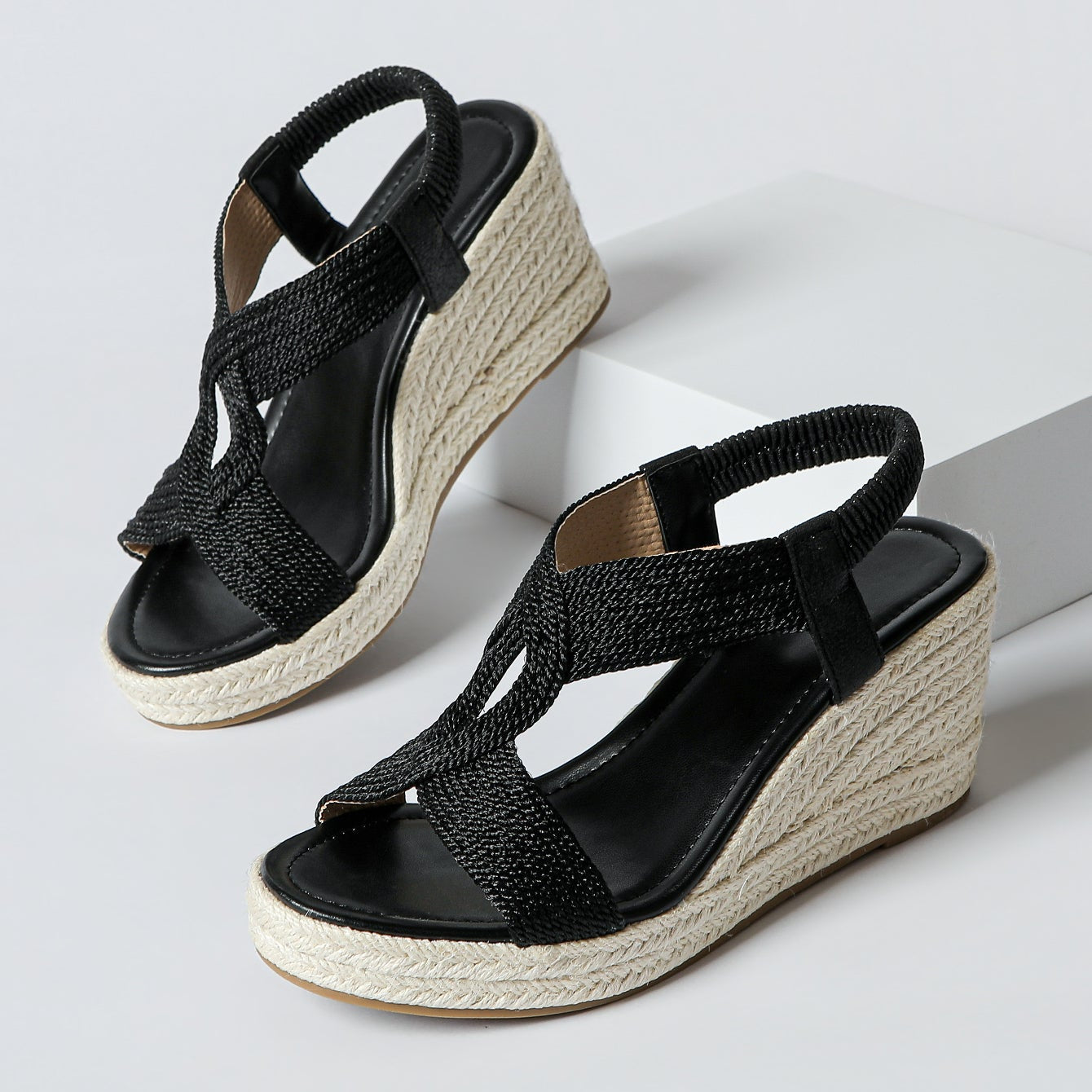 Women's Ria Braid Artisan Platform Wedge Sandals – Sculpted Woven Rope Open-Toe Roman Sandals (US 4–10.5)