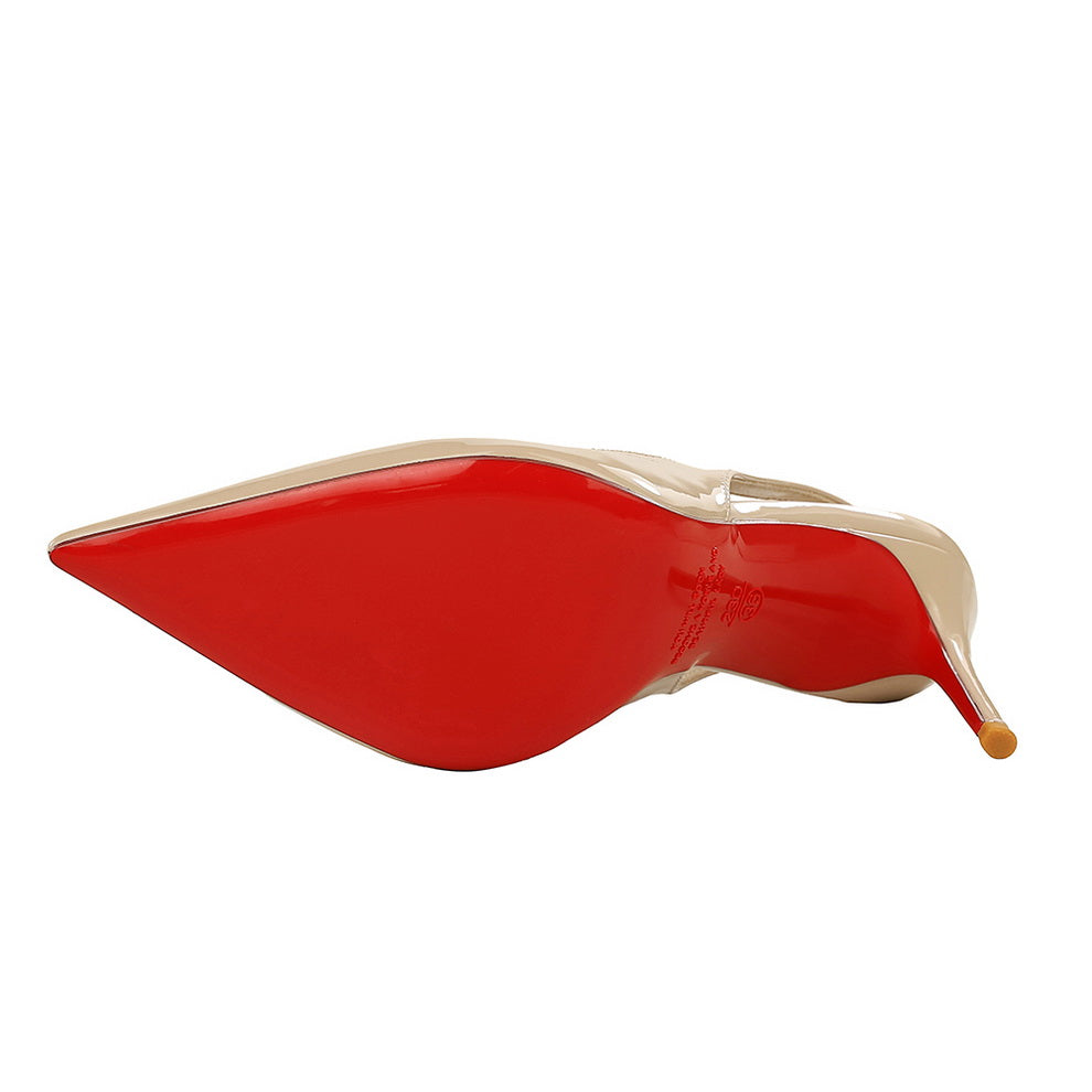 Women’s Estelle Patent Slingback Stiletto – Pointed Toe Cutout Heels with Elastic Strap (US 3.5–10.5)