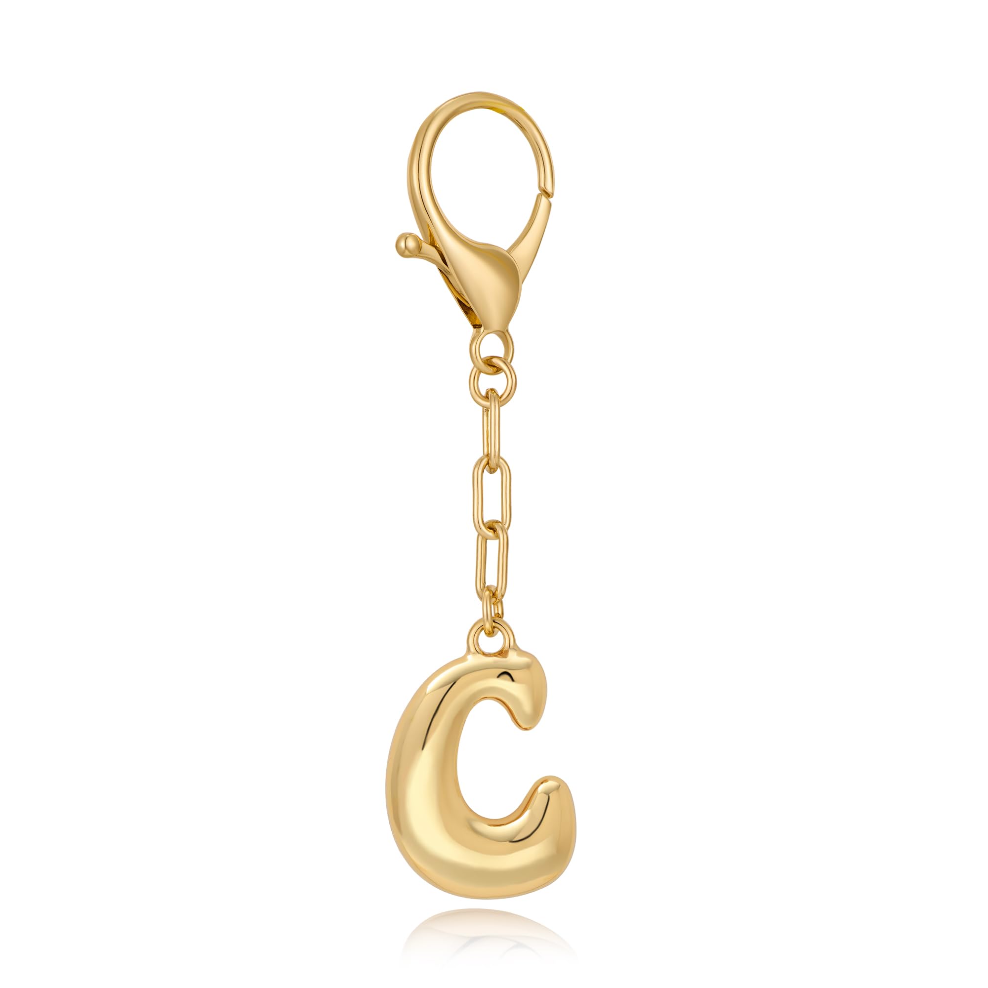 Initial Letter Bag Charm | Gold Bubble Alphabet Keychain for Women Handbag Accessory & Gift