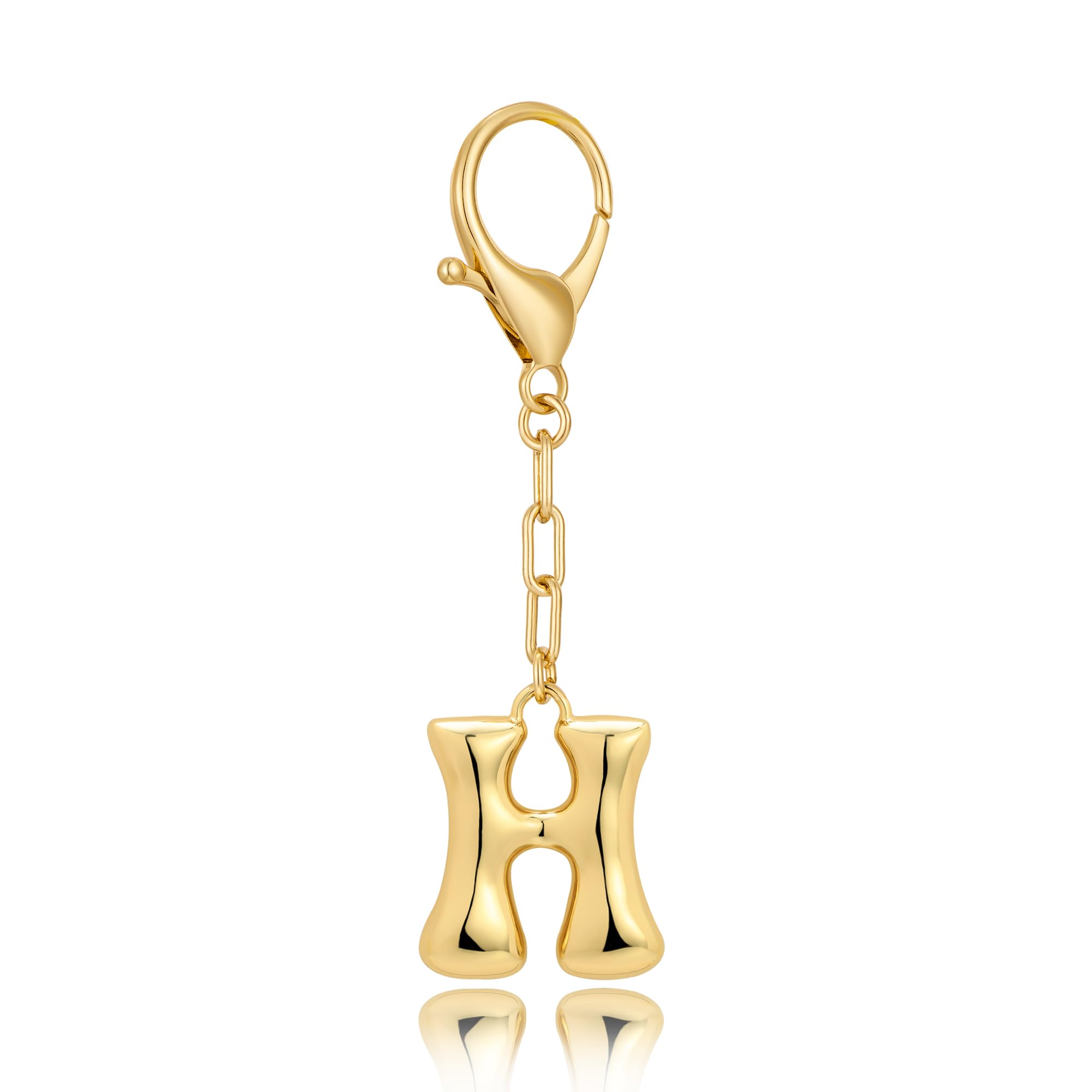 Initial Letter Bag Charm | Gold Bubble Alphabet Keychain for Women Handbag Accessory & Gift