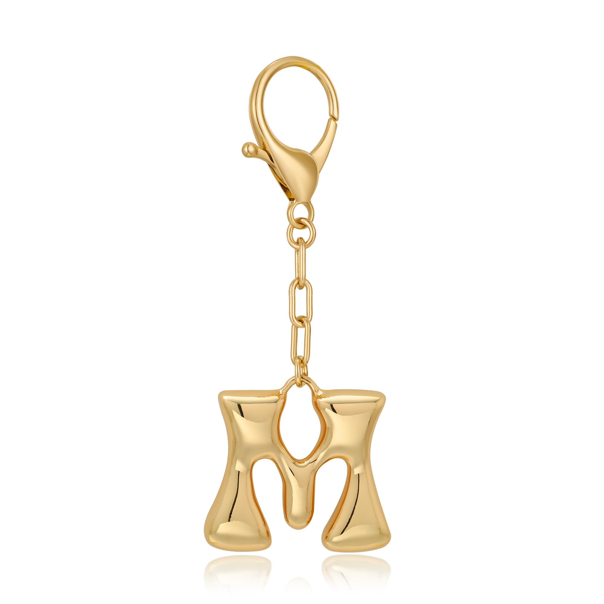 Initial Letter Bag Charm | Gold Bubble Alphabet Keychain for Women Handbag Accessory & Gift