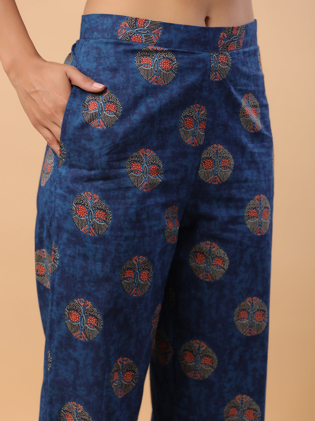 Blue Cotton Tribal Printed Regular Co-Ord Set  - By Janasya