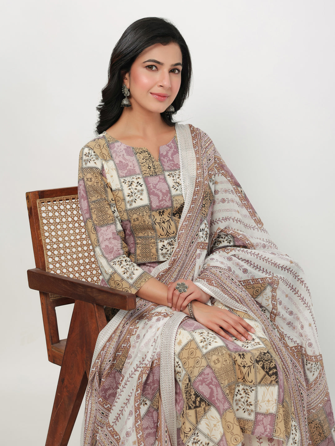 Multicolor Cotton Ethnic Motifs Kurta Set  - By Janasya