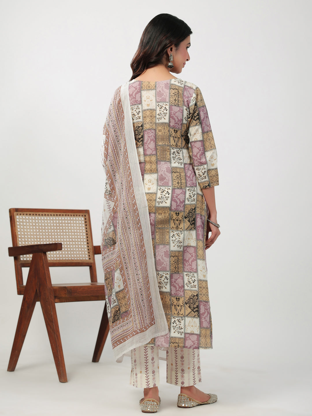 Multicolor Cotton Ethnic Motifs Kurta Set  - By Janasya