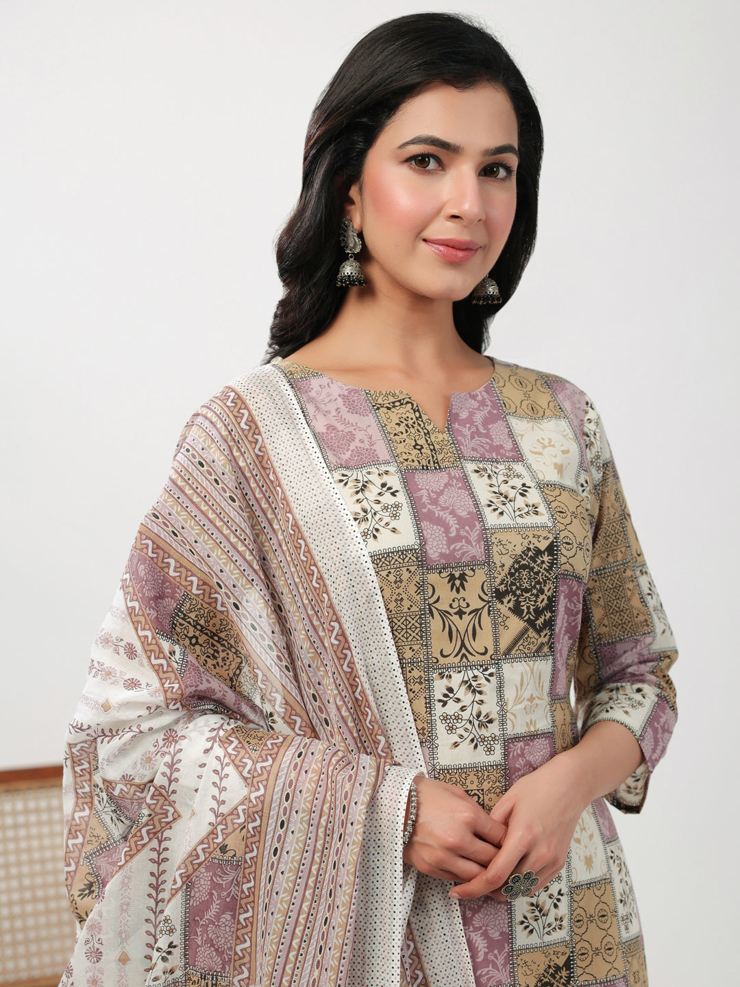 Multicolor Cotton Ethnic Motifs Kurta Set  - By Janasya