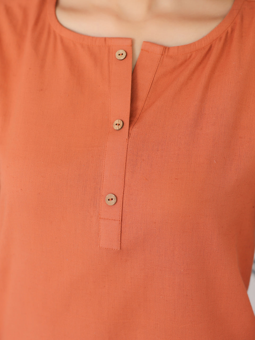 Rust Cotton Solid A-line Co-ords Set - qivii