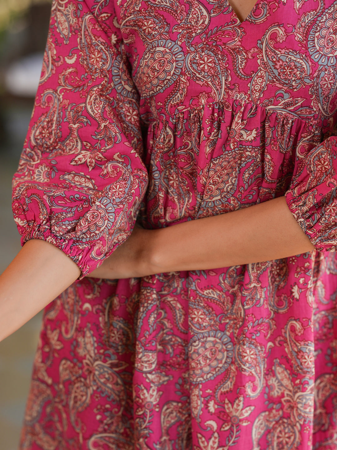 Pink Pure Cotton Floral Printed A-Line Kurta Pant Set - qivii