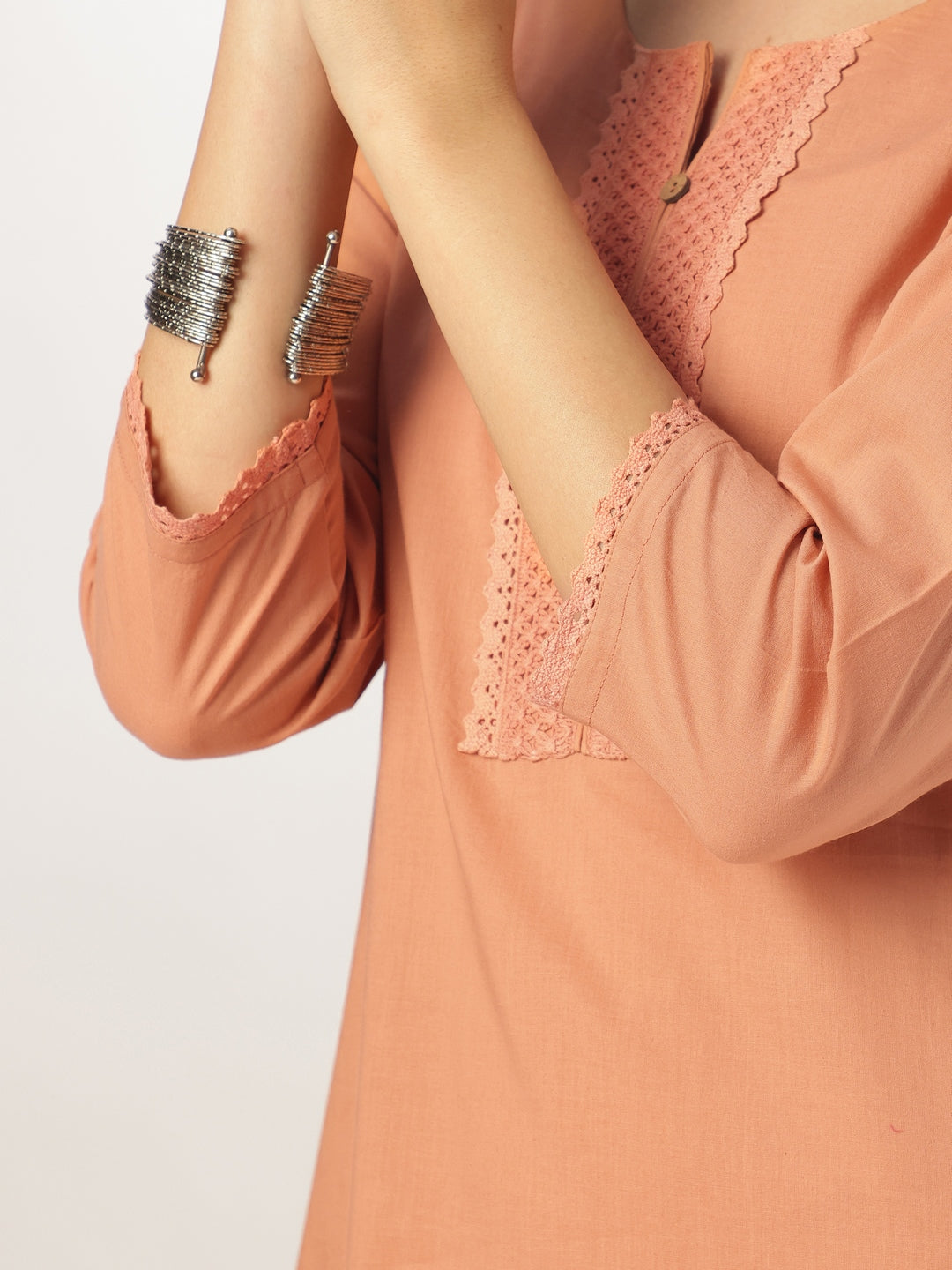 Rust Pure Cotton Solid Straight Kurta Set - qivii