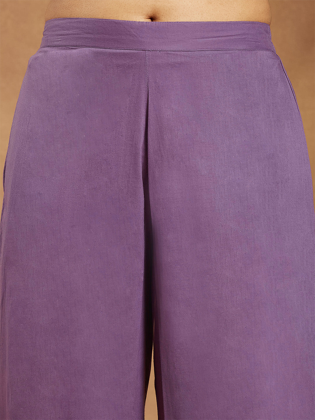 Janasya Women's Lavender Pure Cotton Yoke Embroidered Straight Kurta Pant Set - qivii