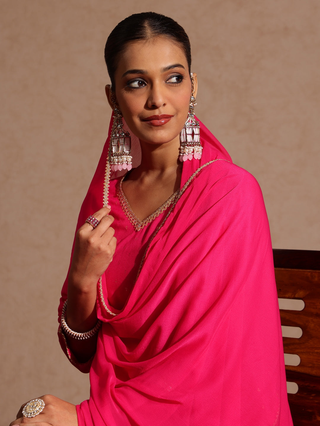 Janasya Women's Pink Rayon Embellished Gold Printed Straight Kurta With Sharara & Dupatta Set - qivii