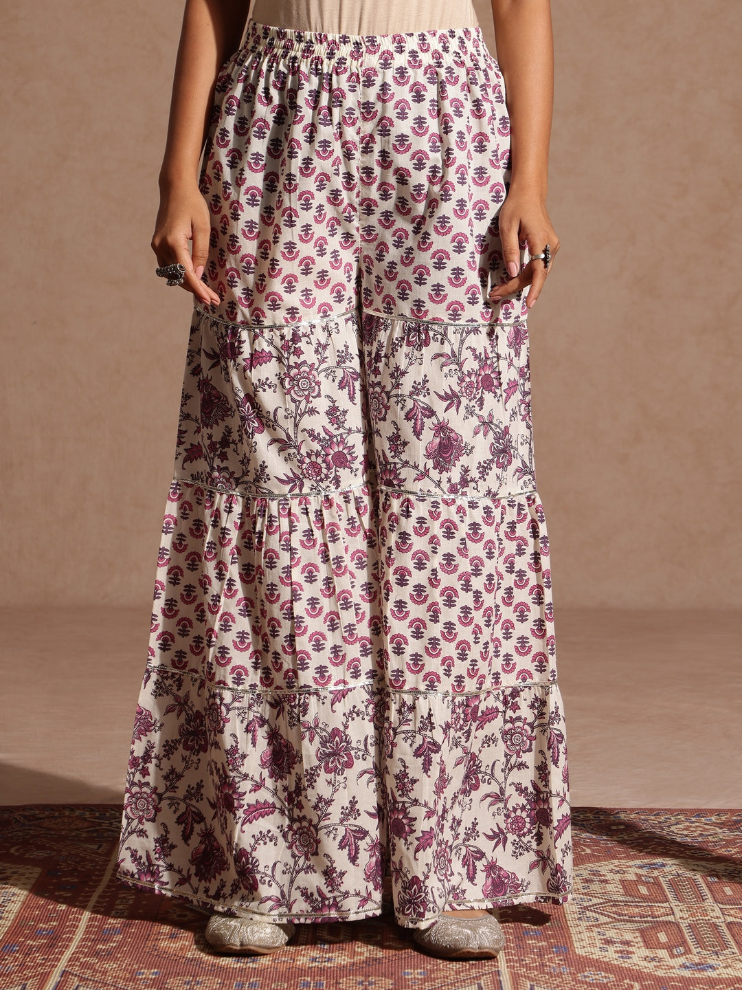 Janasya Women's Purple Pure Cotton Solid Peplum Top With Sharara & Dupatta Set - qivii