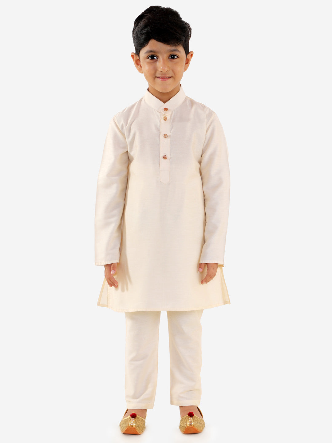 Vastramay Boys' Blue Silk Blend Jacket, Kurta and Pyjama Set