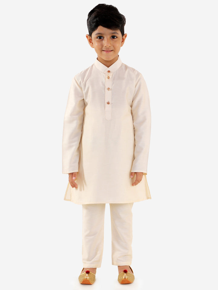 Vastramay Boys' Blue Silk Blend Jacket, Kurta and Pyjama Set