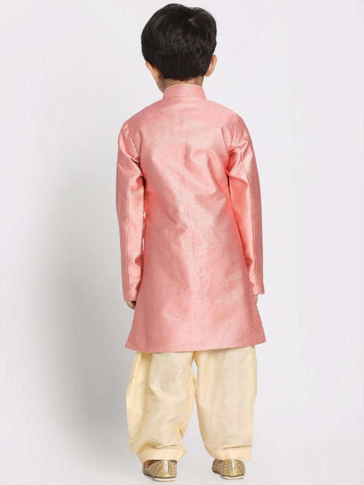 Boys' Pink Jute Silk Blend Sherwani