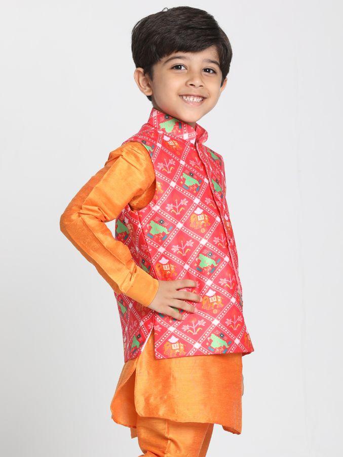 Vastramay Boys' Ethnic Print Nehru Jacket