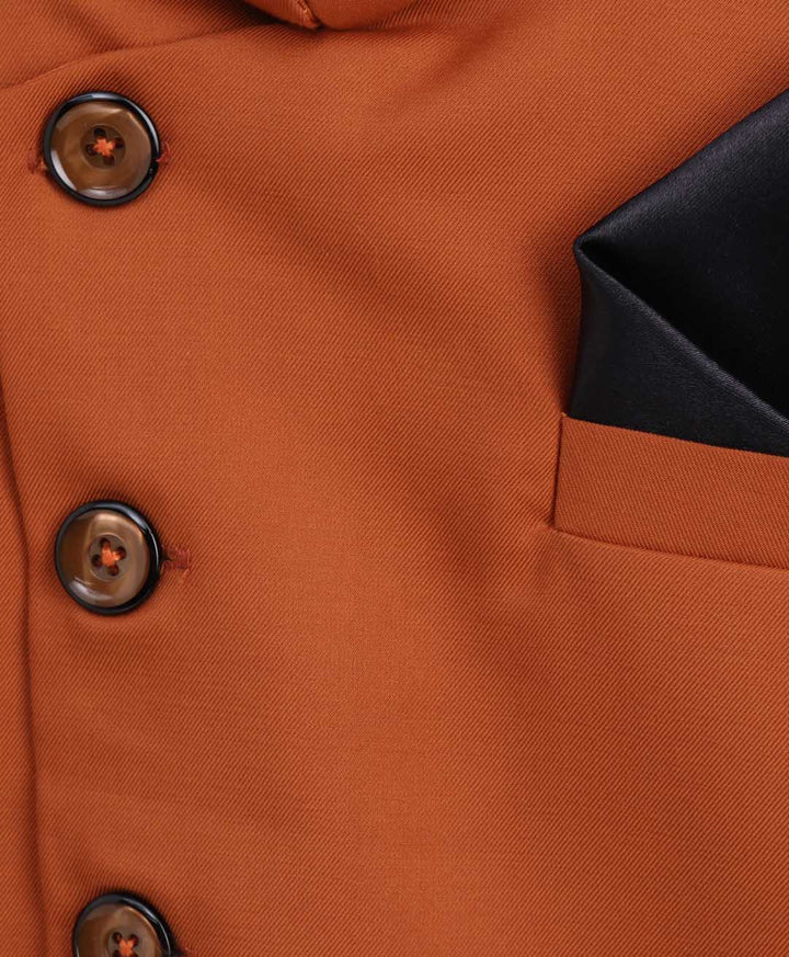 Orange Cotton Blend Twill Nehru Jacket