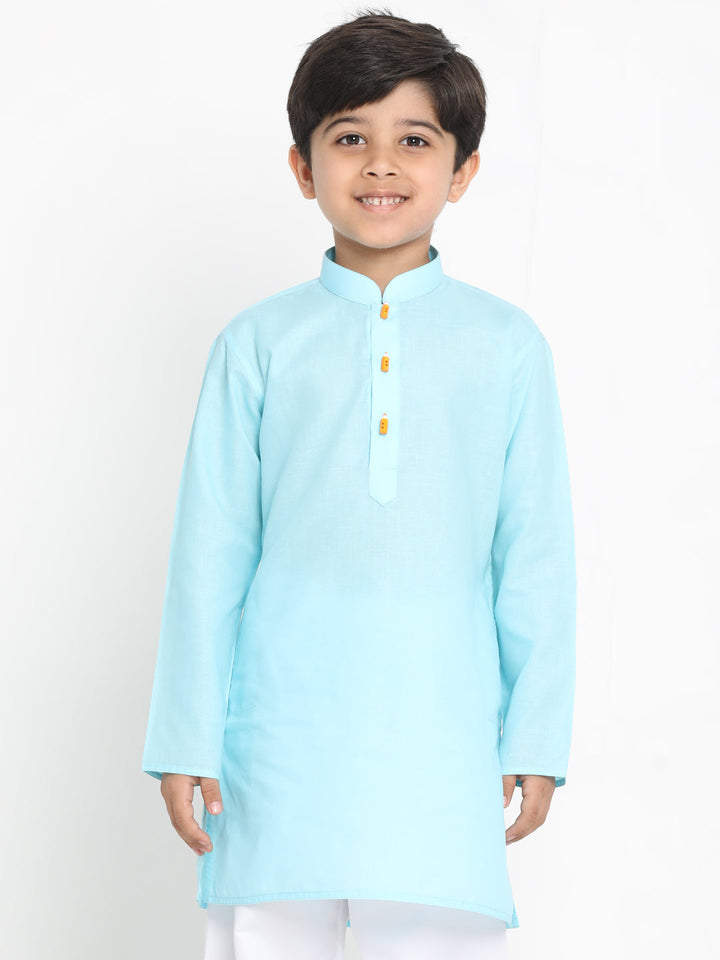 Vastramay Boys Aqua Blue Solid Kurta