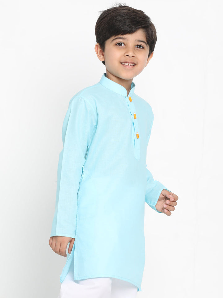 Vastramay Boys Aqua Blue Solid Kurta