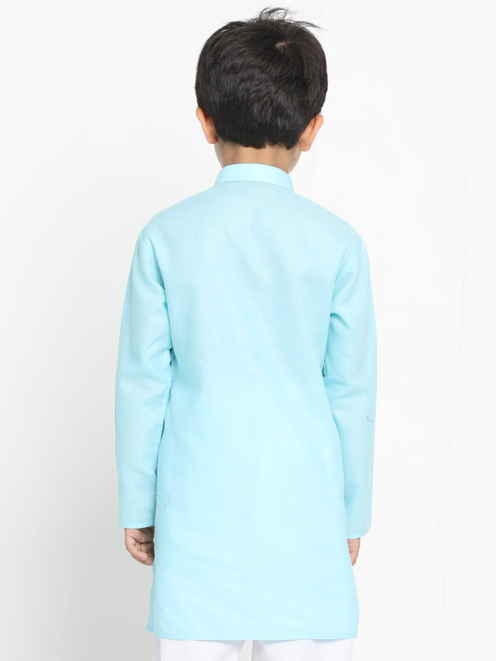 Vastramay Boys Aqua Blue Solid Kurta