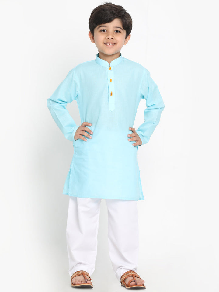 Vastramay Boys Aqua Blue Solid Kurta