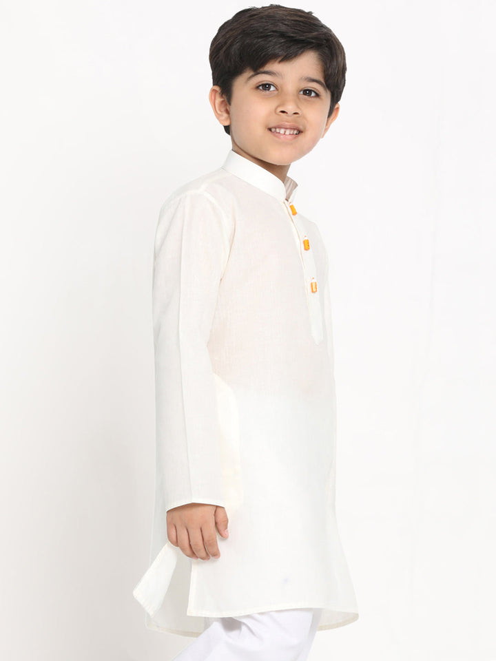 Vastramay Boy's Cream Solid Kurta