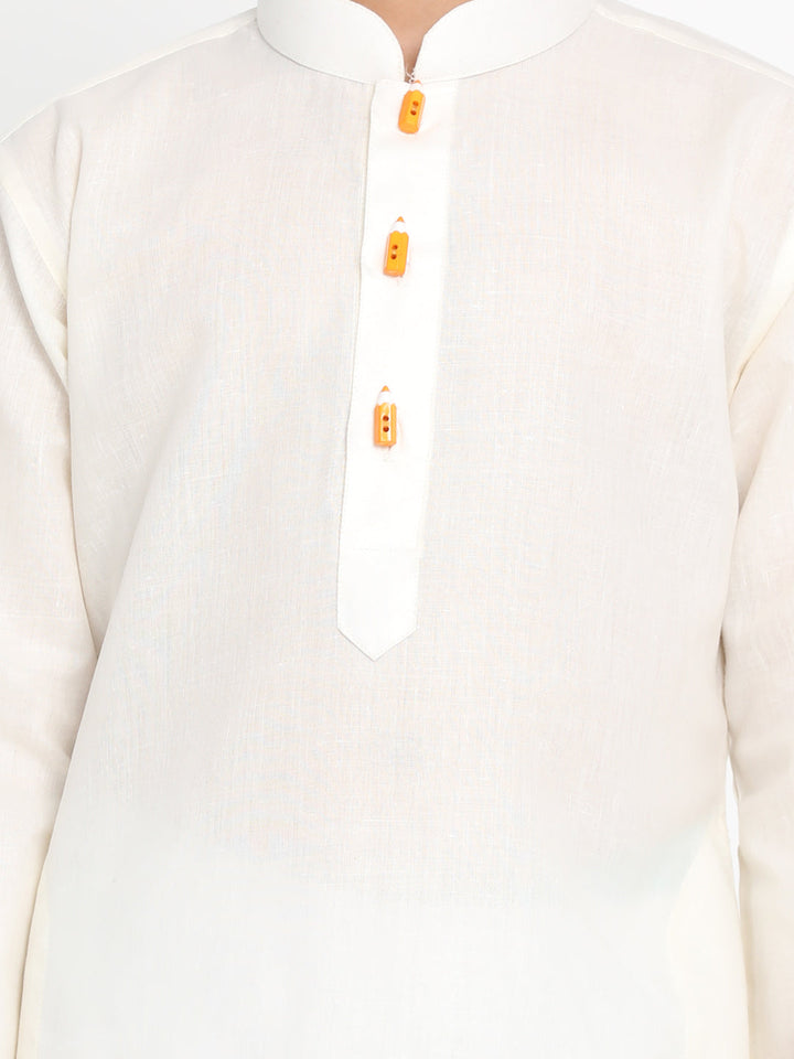 Vastramay Boy's Cream Solid Kurta