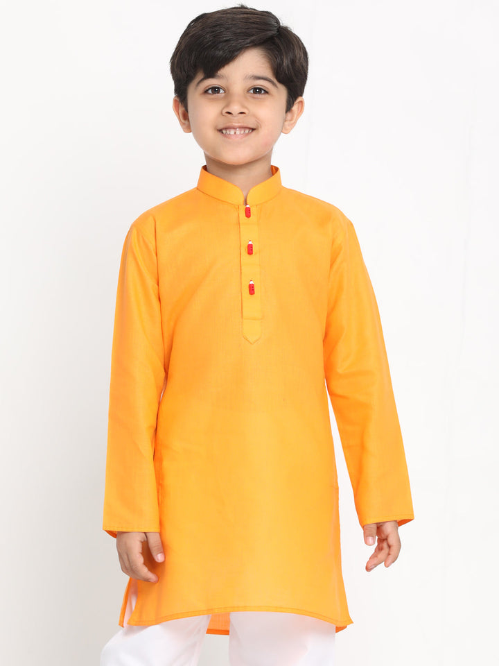 Vastramay Boy's Orange Solid Kurta